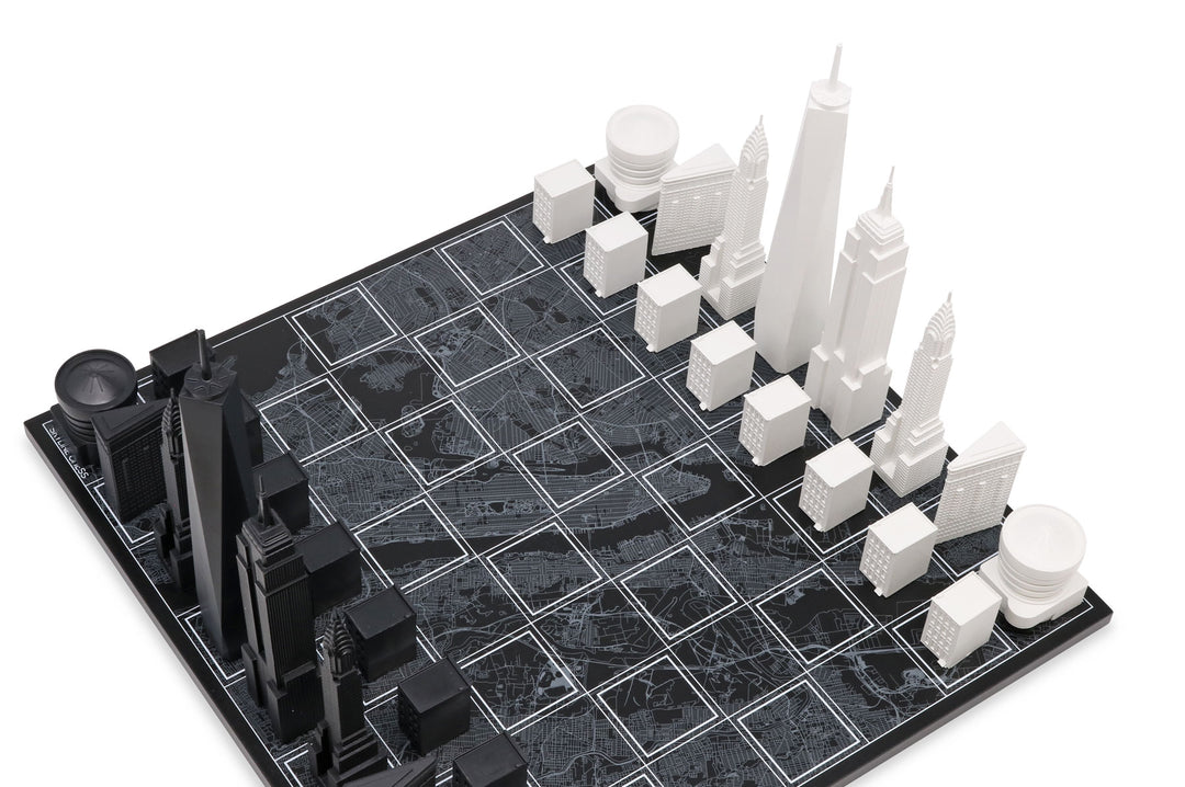 Skyline Chess Set, New York, Acrylic, Corner View, Map Board
