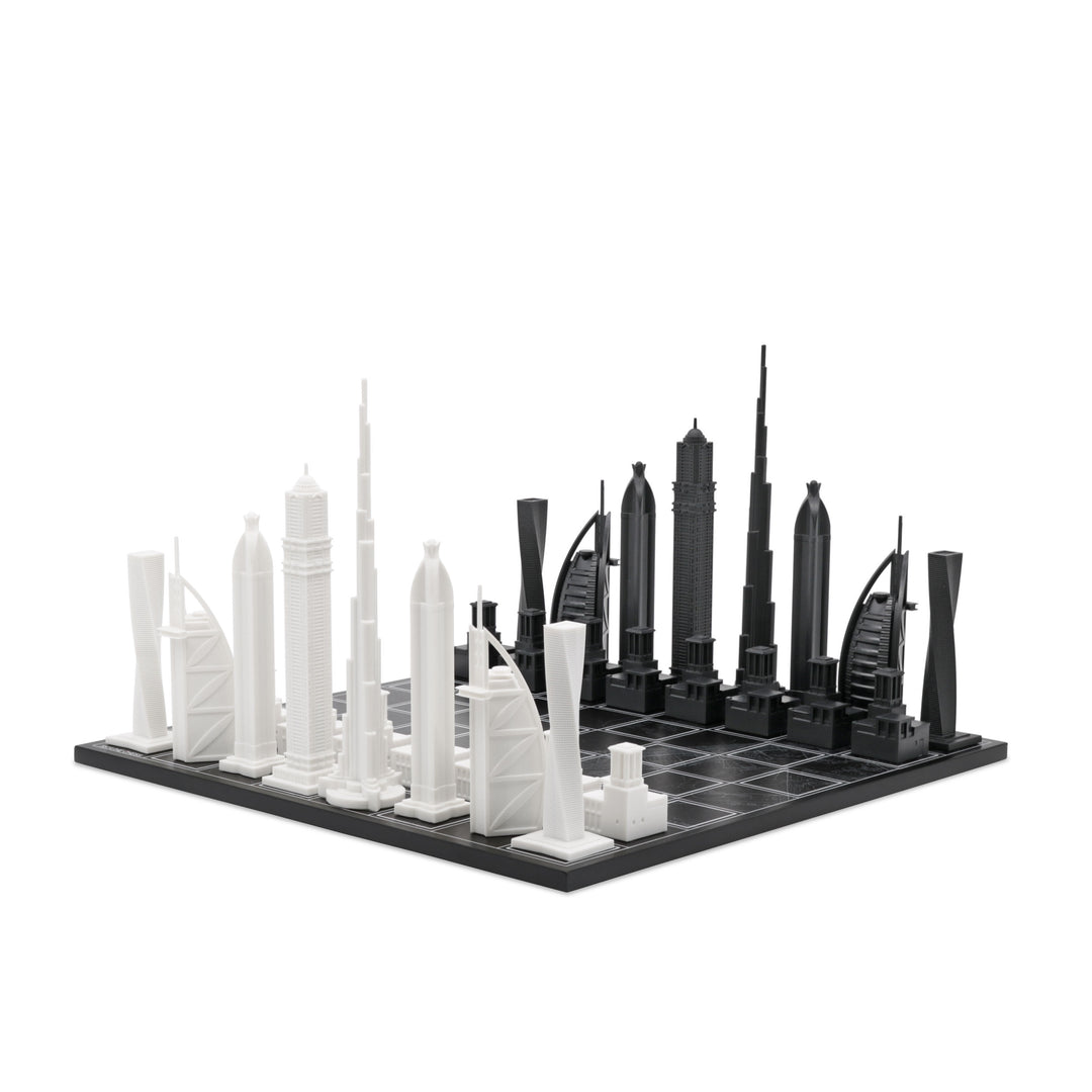 Skyline Chess Set, Dubai, Acrylic, Corner View, Map Board