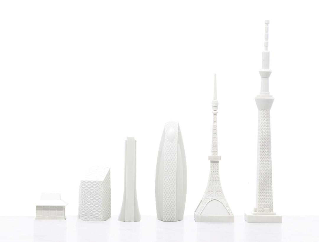 Skyline Chess Set, Tokyo, Acrylic, Elevation View