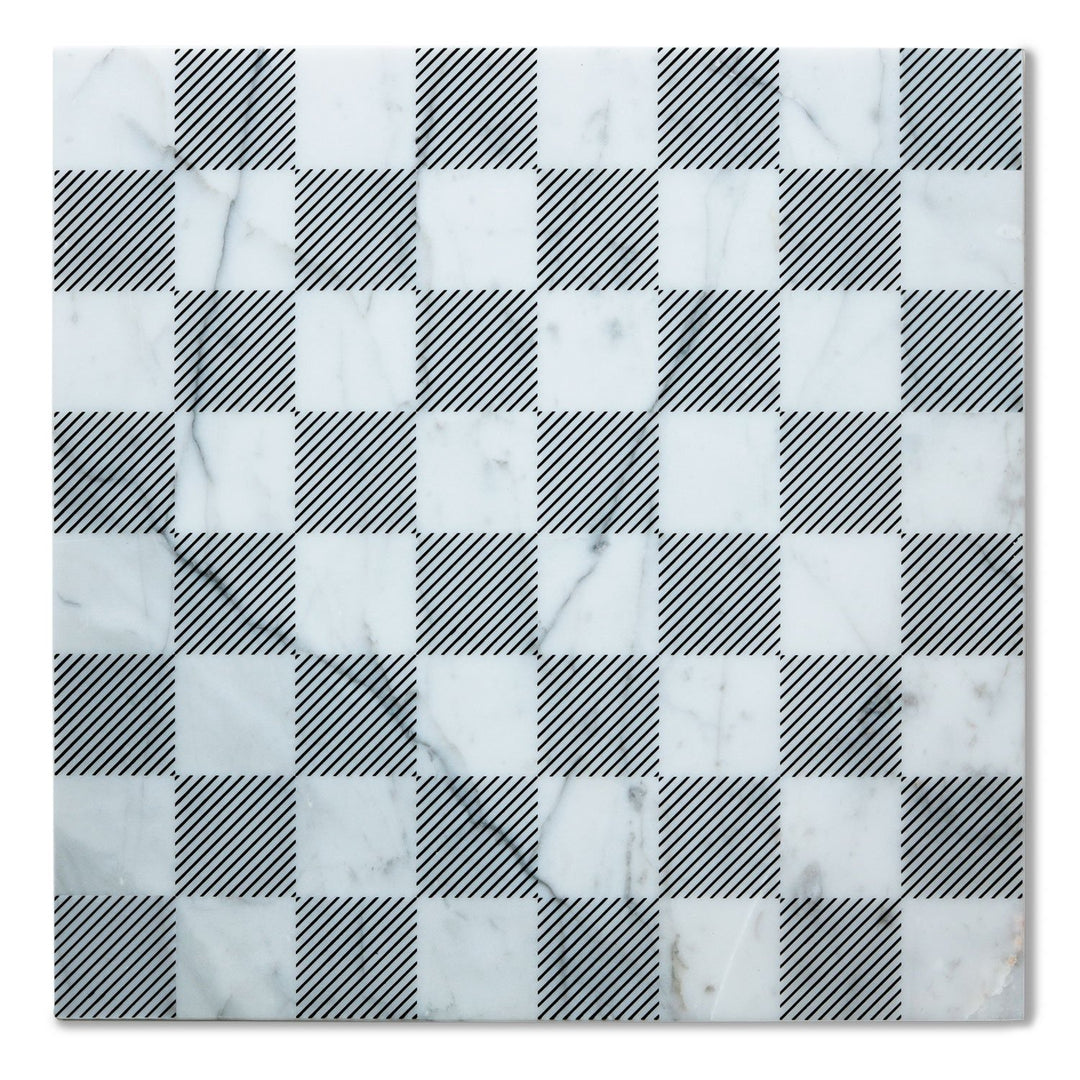 Skyline Chess Set, New York, Steel, Top View, Marble Board