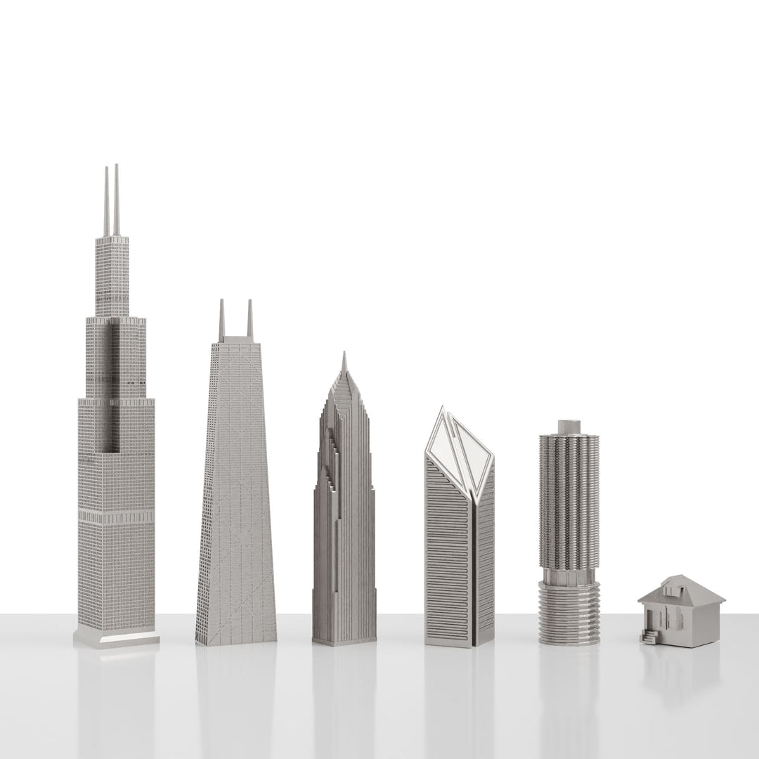 Skyline Chess, Replacement Pieces, Istanbul, Steel Metal, Side View