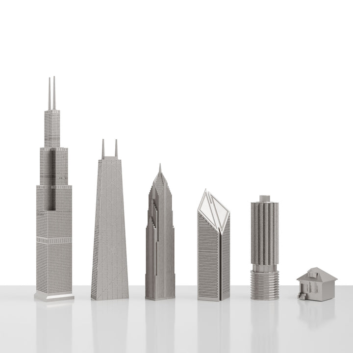Skyline Chess, Replacement Pieces, Istanbul, Steel Metal, Side View