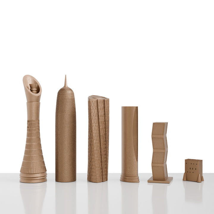 Skyline Chess, 6-Piece Set, Doha, Bronze, Side View