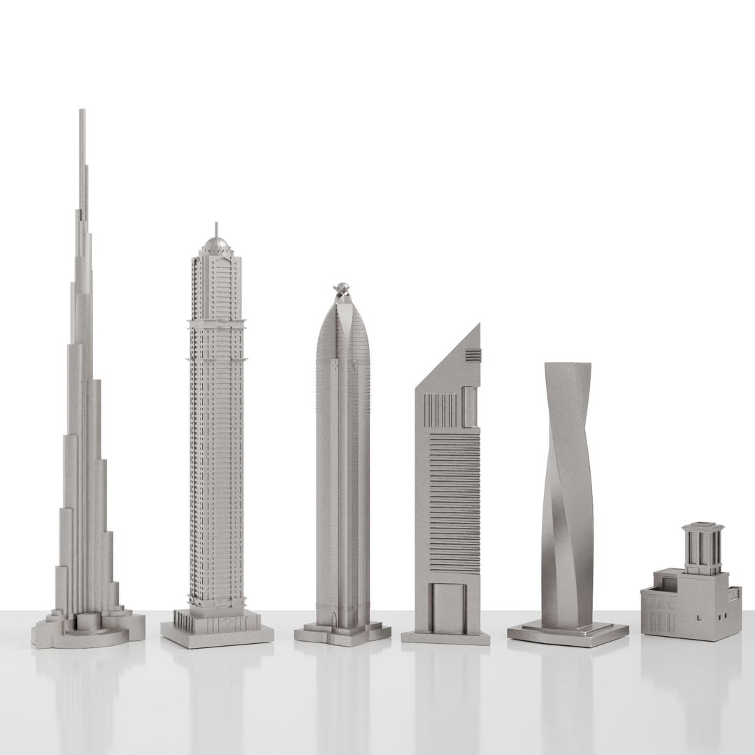 Skyline Chess, Replacement Pieces Rook, San Francisco, Steel Metal, Side View