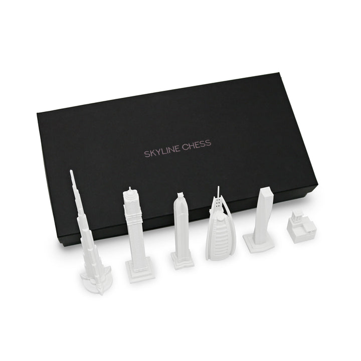 Skyline Chess Set, Dubai, Acrylic, Side View, Card Board