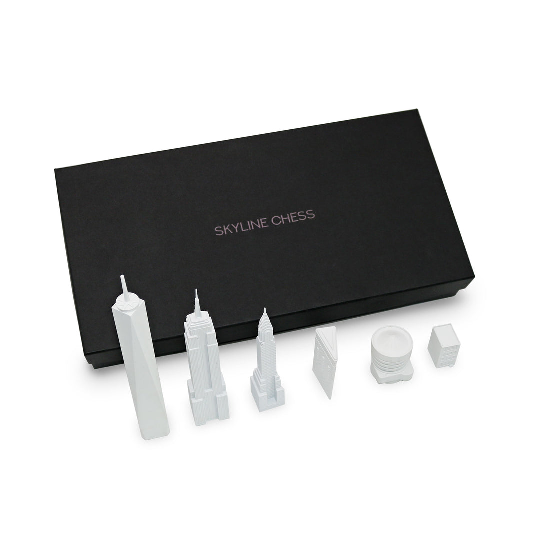 Skyline Chess Set, New York, Acrylic, Side View, Card Board