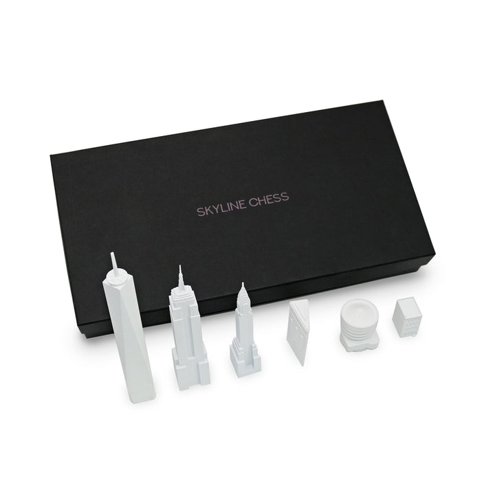 Skyline Chess Set, New York, Acrylic, Side View, Card Board