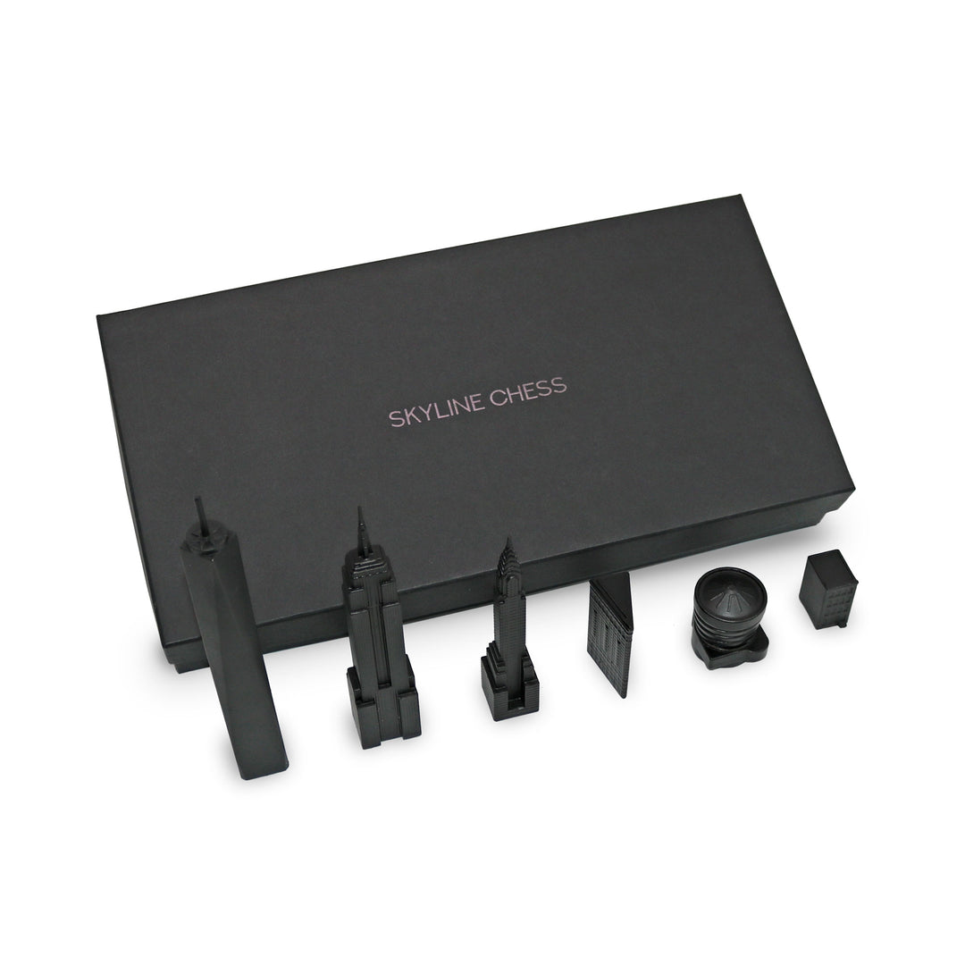 Skyline Chess Half Chess Set, Paris, Steel Metal, Side View
