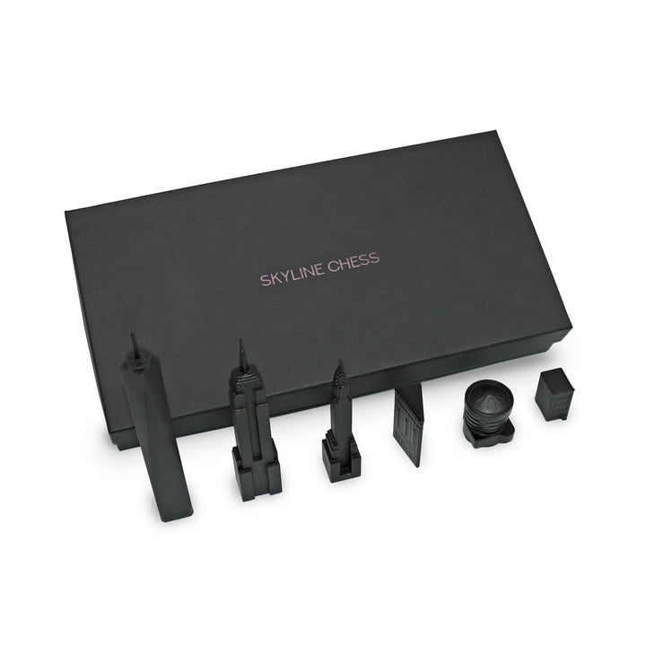 Skyline Chess Half Chess Set, Paris, Steel Metal, Side View