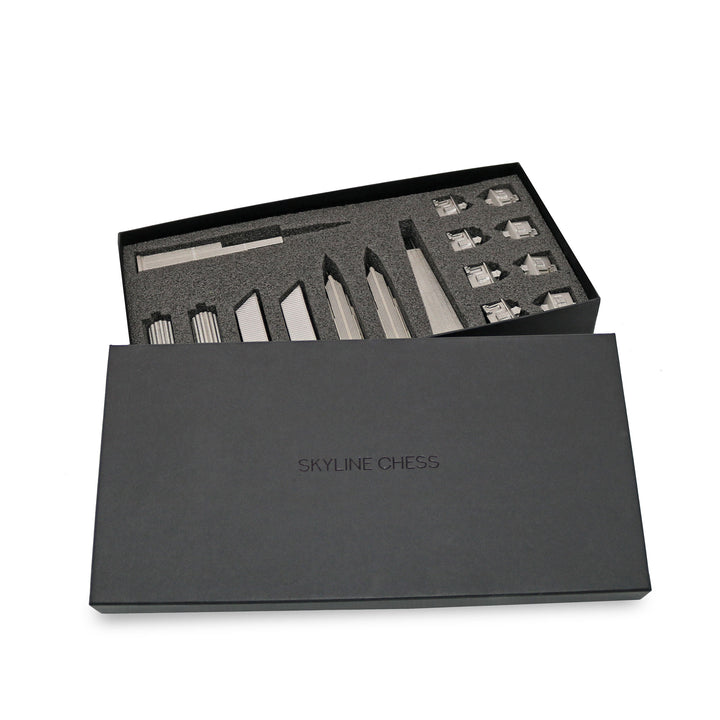 Skyline Chess Half Set, London, Steel Metal, Side View