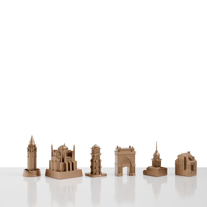 Skyline Chess, Replacement Pieces, Istanbul, Bronze, Side View