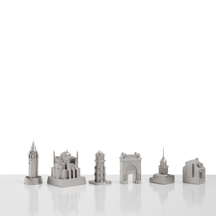 Skyline Chess, Replacement Pieces, Paris, Steel Metal, Side View