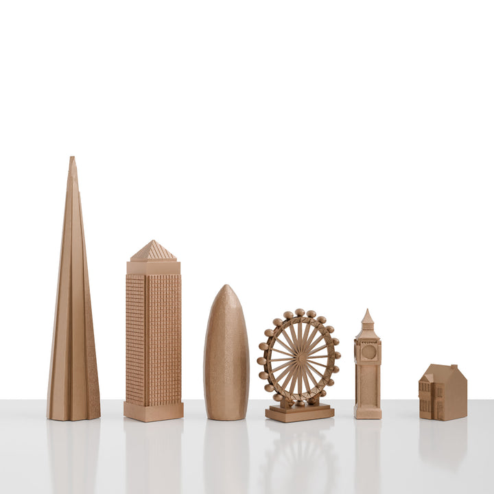 Skyline Chess, 6-Piece Set, London, Bronze, Side View
