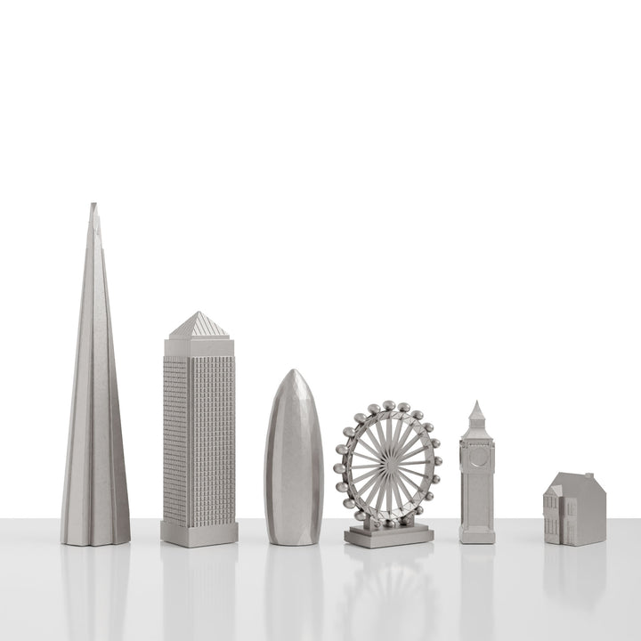 Skyline Chess, 6-Piece Set, London, Steel, Side View
