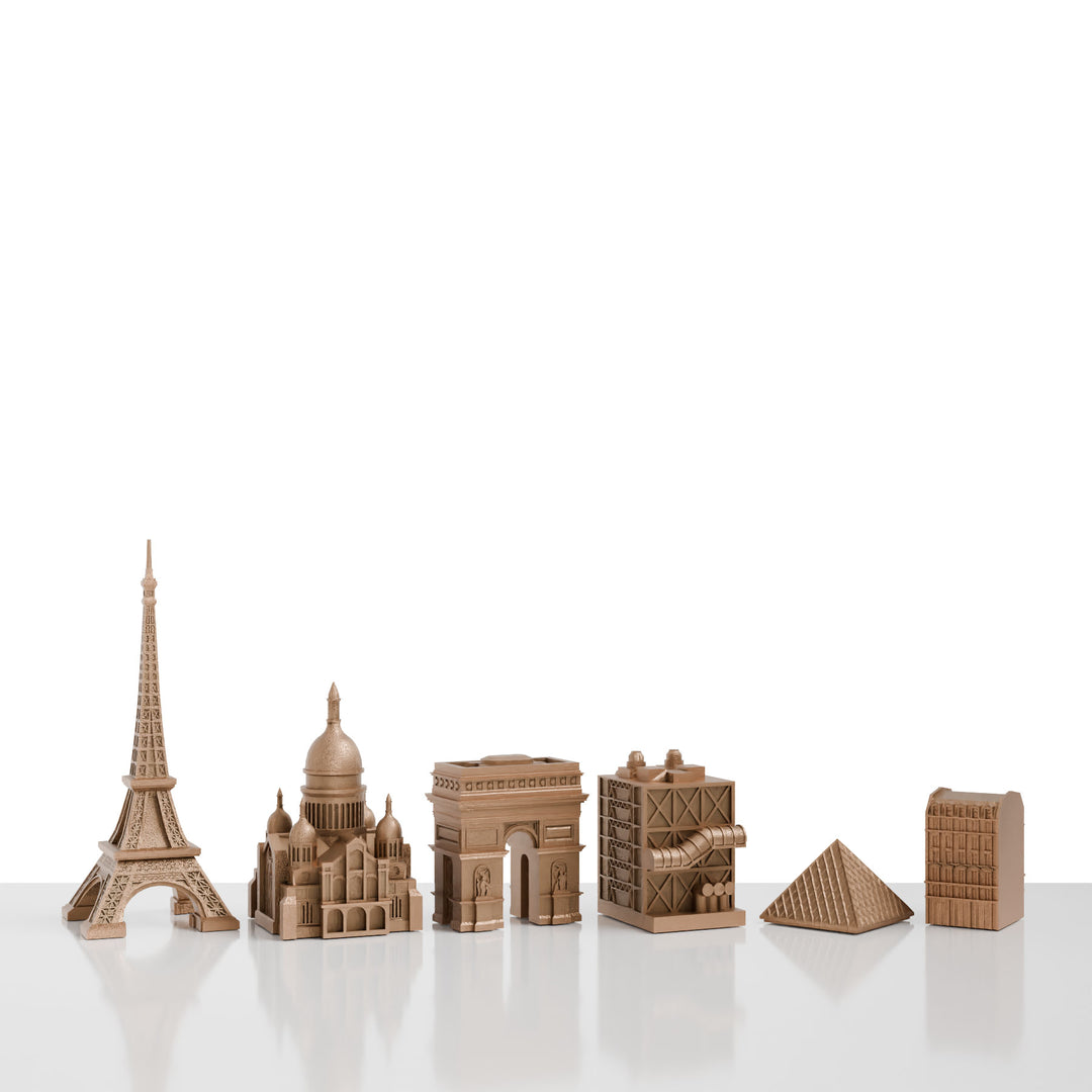 Skyline Chess, 6-Pieces Set, Paris, Bronze, Side View