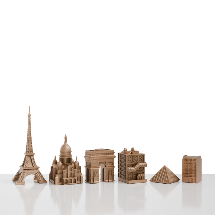 Skyline Chess, 6-Pieces Set, Paris, Bronze, Side View