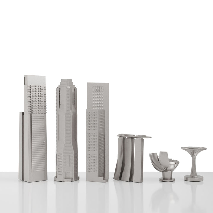 Skyline Chess, Replacement Pieces, Chicago, Steel Metal, Side View