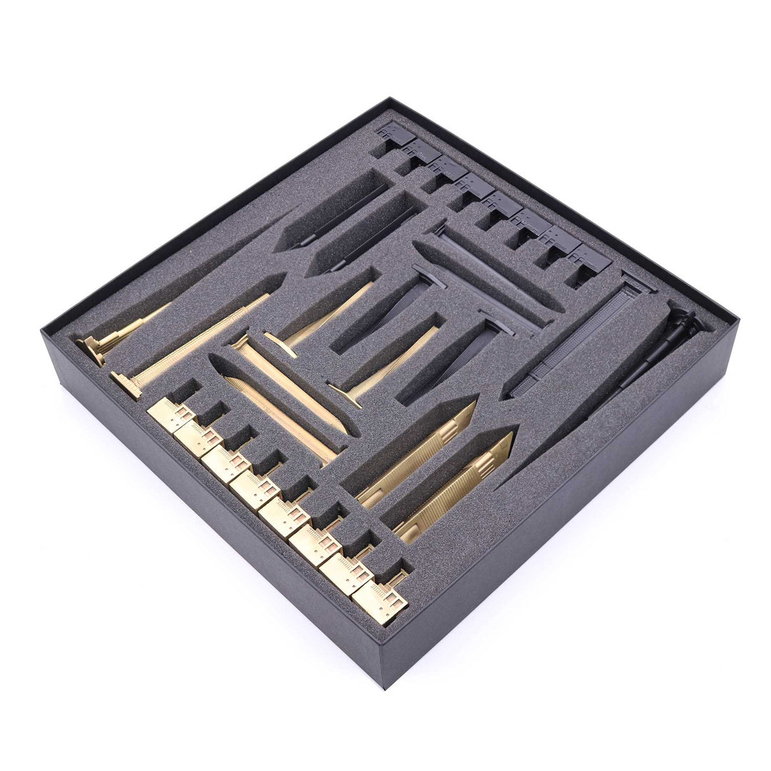 Skyline Chess Set, Dubai, Bronze, Corner View, Bronze Board