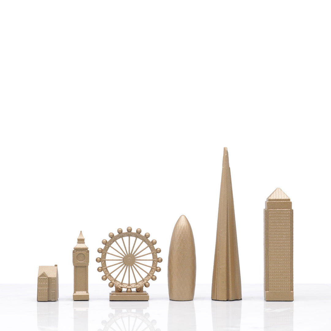 Skyline Chess Set, London, Bronze, Side View