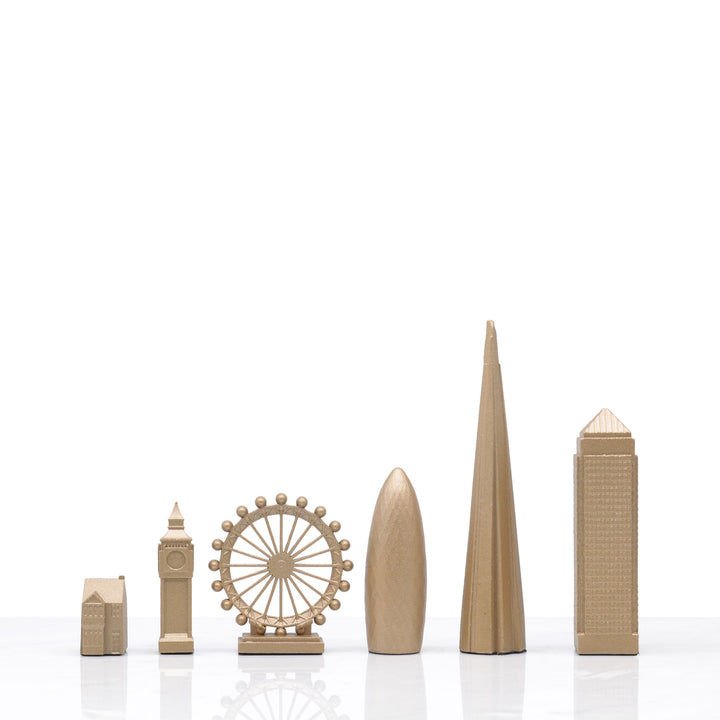 Skyline Chess Set, London, Bronze, Side View