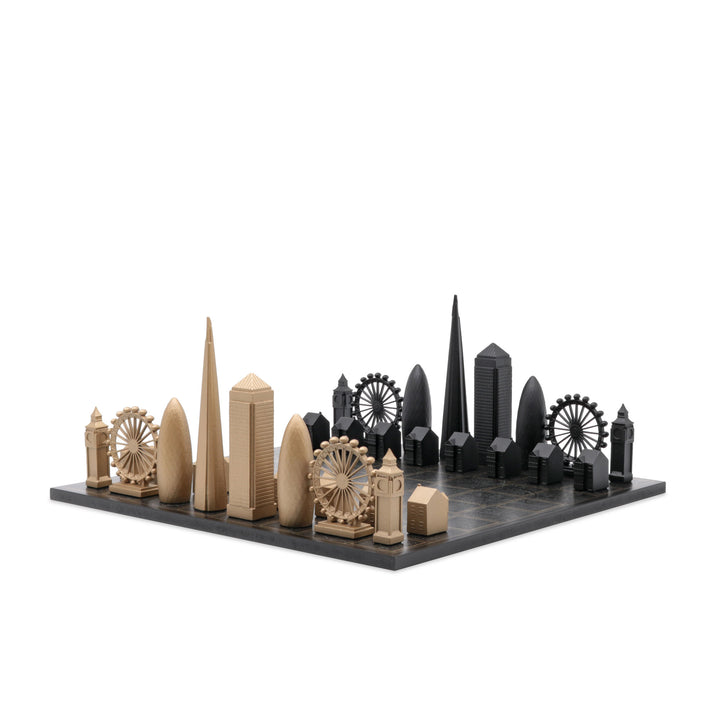 Skyline Chess Set, London, Bronze, Side View, Map Board
