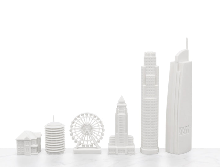 Skyline Chess Set, London Vs. Los Angeles, Acrylic, Side View, Wood Board