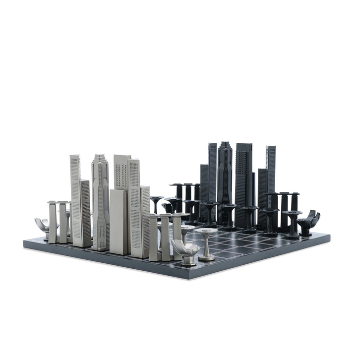 Skyline Chess Set, Singapore, Steel Metal, Top View, Map Board