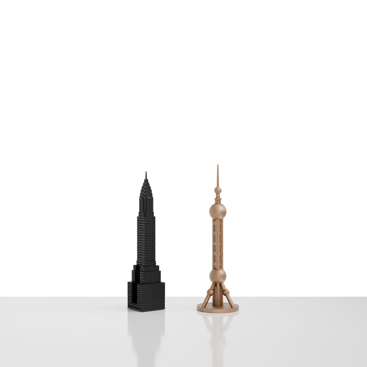 Skyline Chess, Replacement Piece Bishop, World Icons, Bronze, Side View