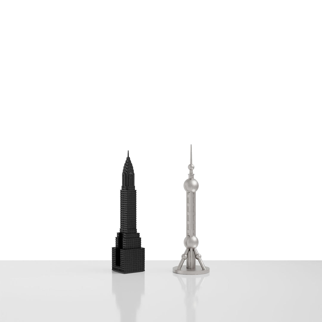 Skyline Chess, Replacement Pieces, Bishop, World Icons, Steel Metal, Macro View