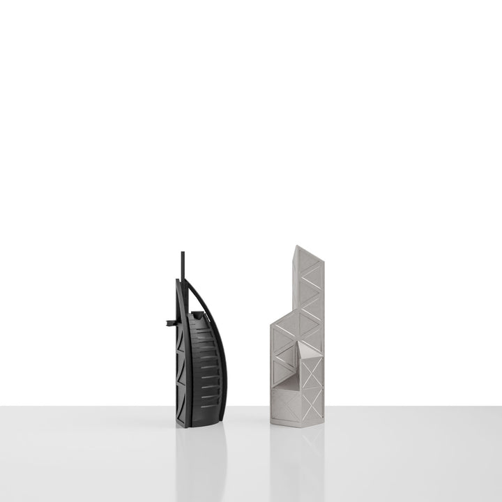Skyline Chess, Replacement Knight, World Icons, Steel Metal, Side View