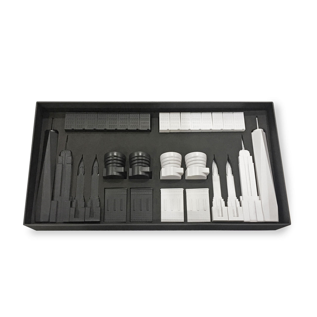 Skyline Chess Set, New York, Acrylic, Top View, Square Board