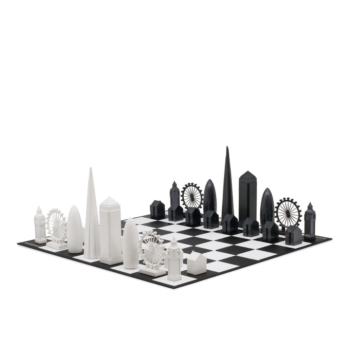 Skyline Chess Set, London, Acrylic, Side View, Card Board