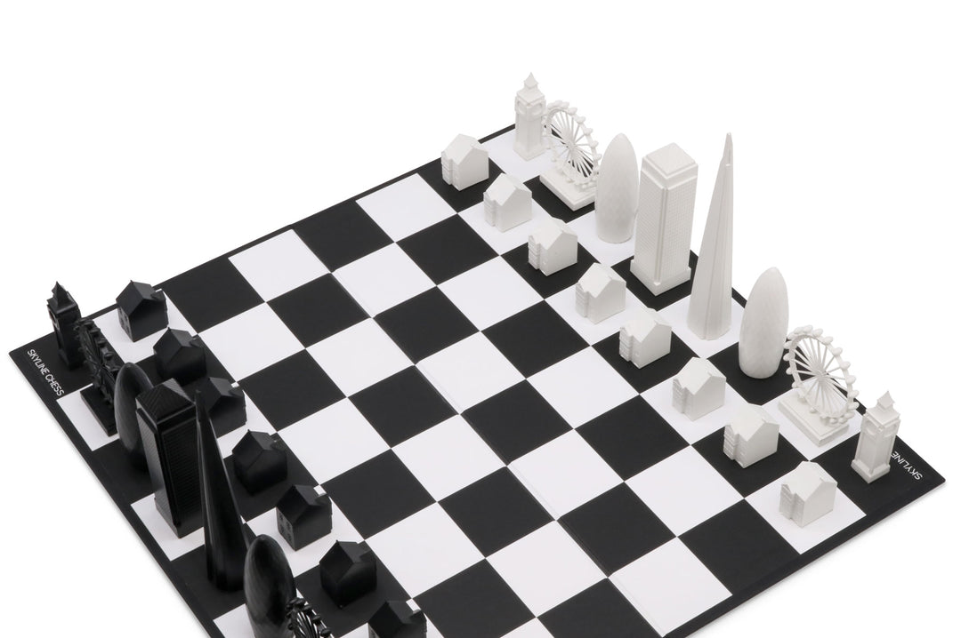 Skyline Chess Set, London, Acrylic, Corner View, Card Board