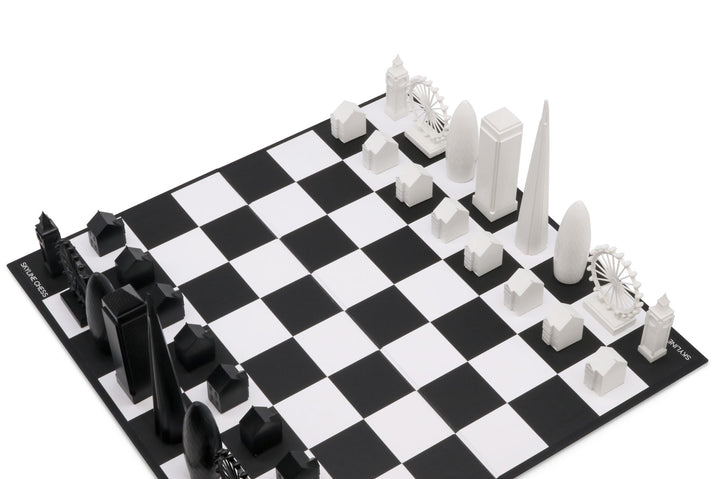 Skyline Chess Set, London, Acrylic, Corner View, Card Board