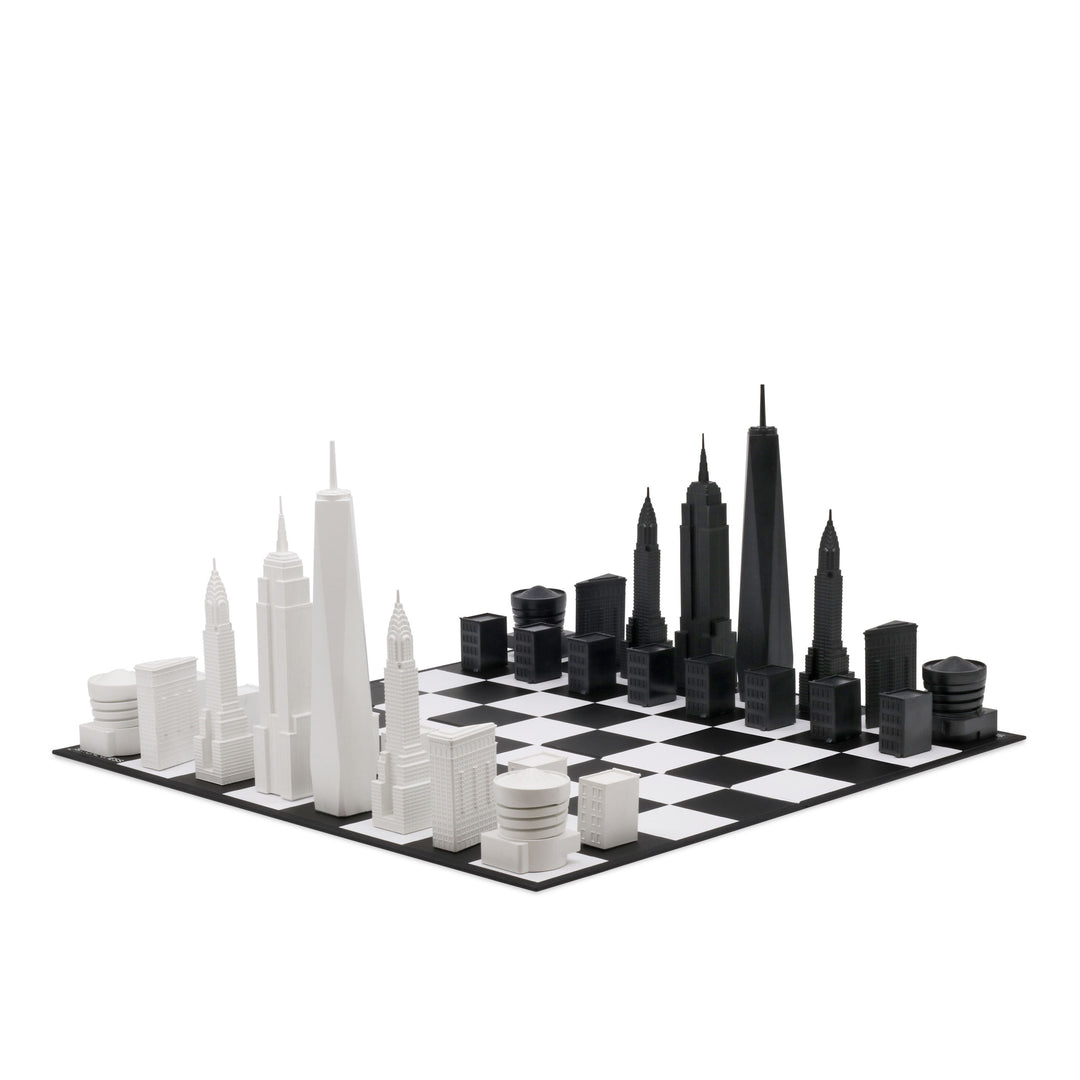 Skyline Chess Set, New York, Acrylic, Side View, Card Board