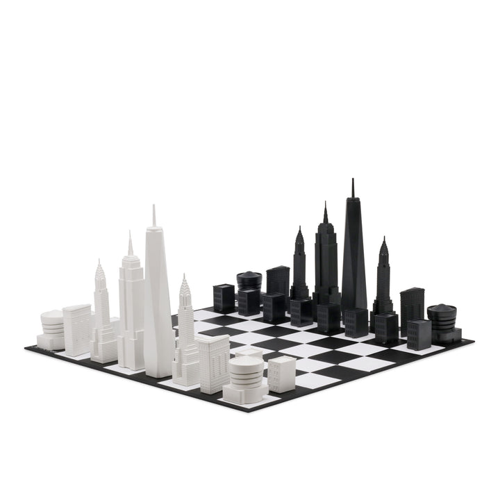 Skyline Chess Set, New York, Acrylic, Side View, Card Board