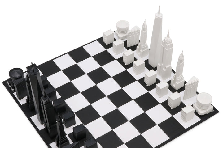 Skyline Chess Set, New York, Acrylic, Corner View, Card Board