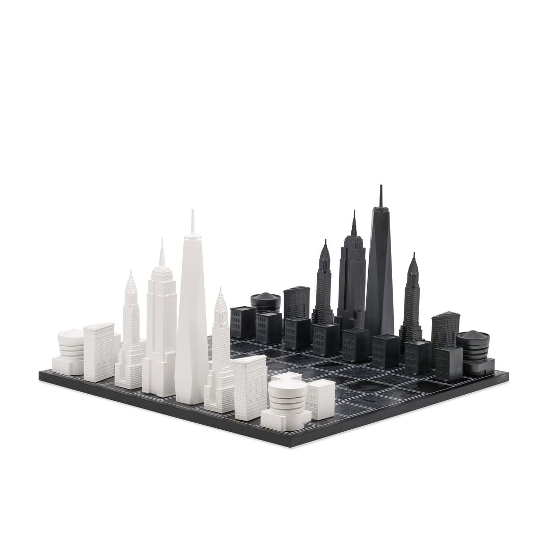 Skyline Chess Set, New York, Acrylic, Side View, Map Board