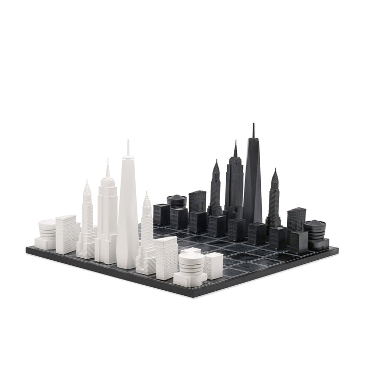Skyline Chess Set, New York, Acrylic, Side View, Map Board