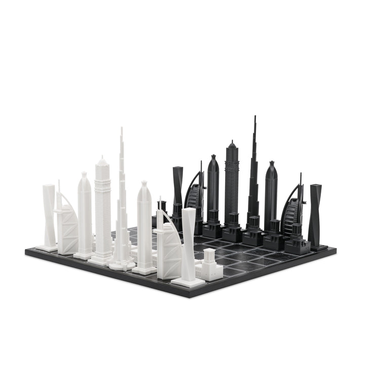 Skyline Chess Set, Dubai, Acrylic, Corner View, Map Board