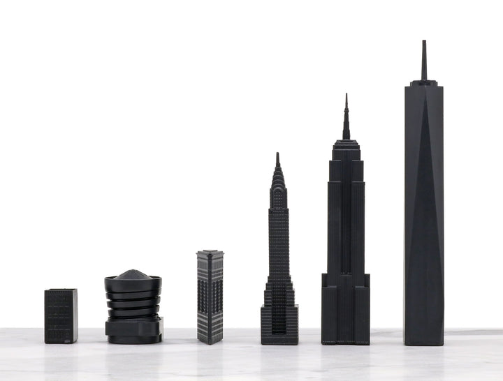 Skyline Chess Set, New York, Acrylic, Side View, Card Board