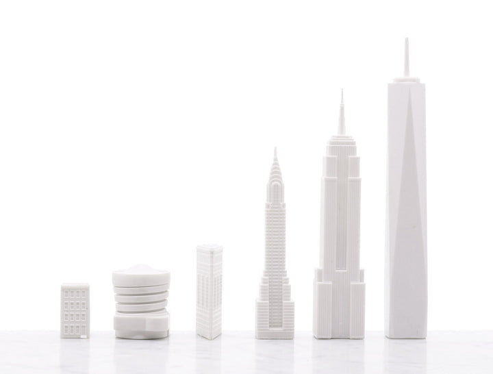 Skyline Chess Set, New York, Acrylic, Side View, Card Board