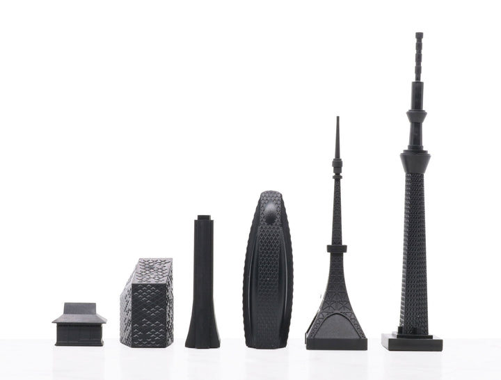 Skyline Chess Set, Tokyo, Acrylic, Side View