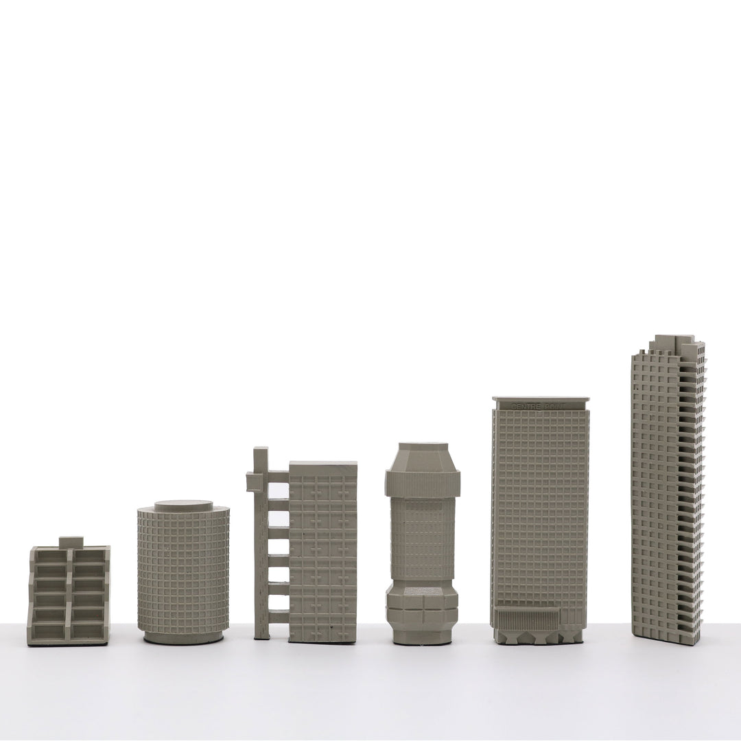 Skyline Chess Set, London Brutalist Edition, Resin, Macro View